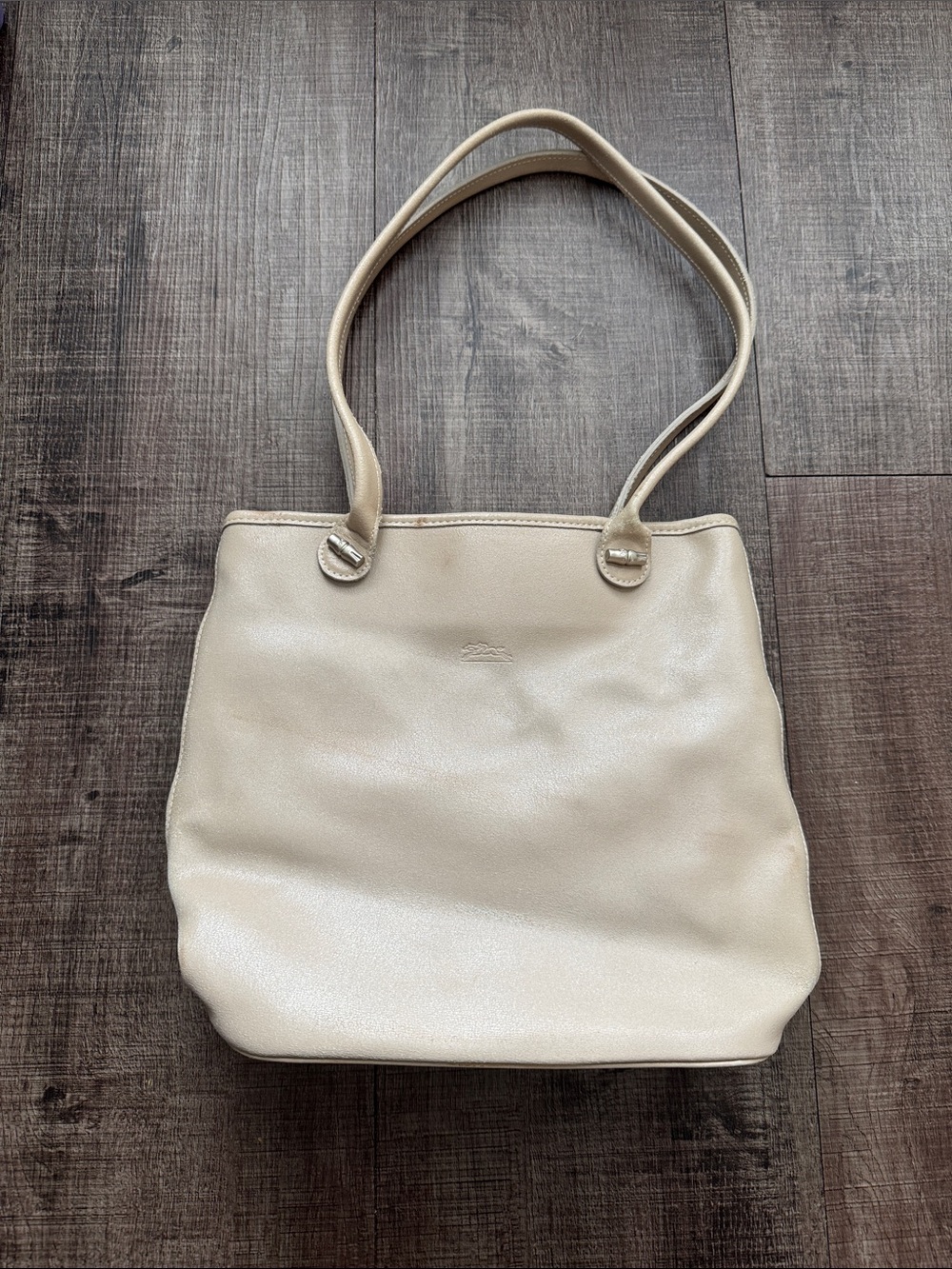 Longchamp Cream Leather Shoulder Bag
